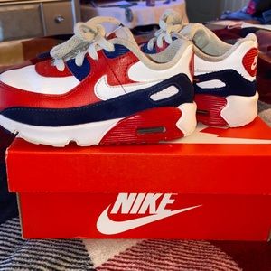Red white abs blue Nike air maxes